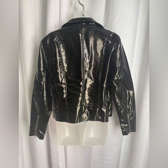 NEW Faux Vegan Leather Fashion Black Moto Jacket Charlotte Russe Size Large 0339 - Picture 6 of 12